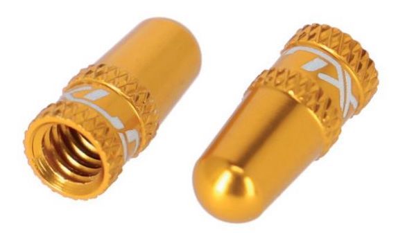Čepičky na ventilek XLC PU-X15 CNC FV elox 2ks zlaté