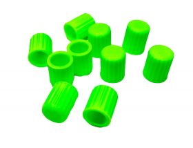 Čepičky na ventilek AV plastová PLA set 2ks fluo zelená