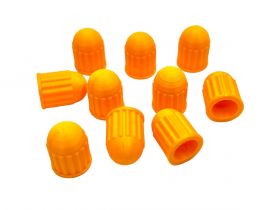Čepičky na ventilek AV kulatá plastová PLA set 2ks zářivě oranžová