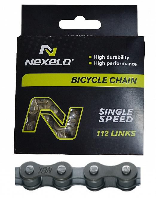 Řetěz Nexelo 1 rychlostní 1/2x1/8 Single Speed + spojka šedivý